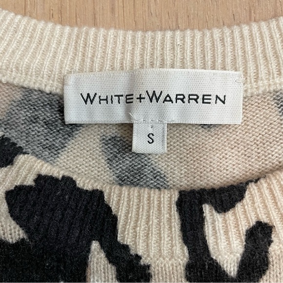 Anthropologie White + Warren 100% Cashmere Leopard Print Sweater - Picture 4 of 7